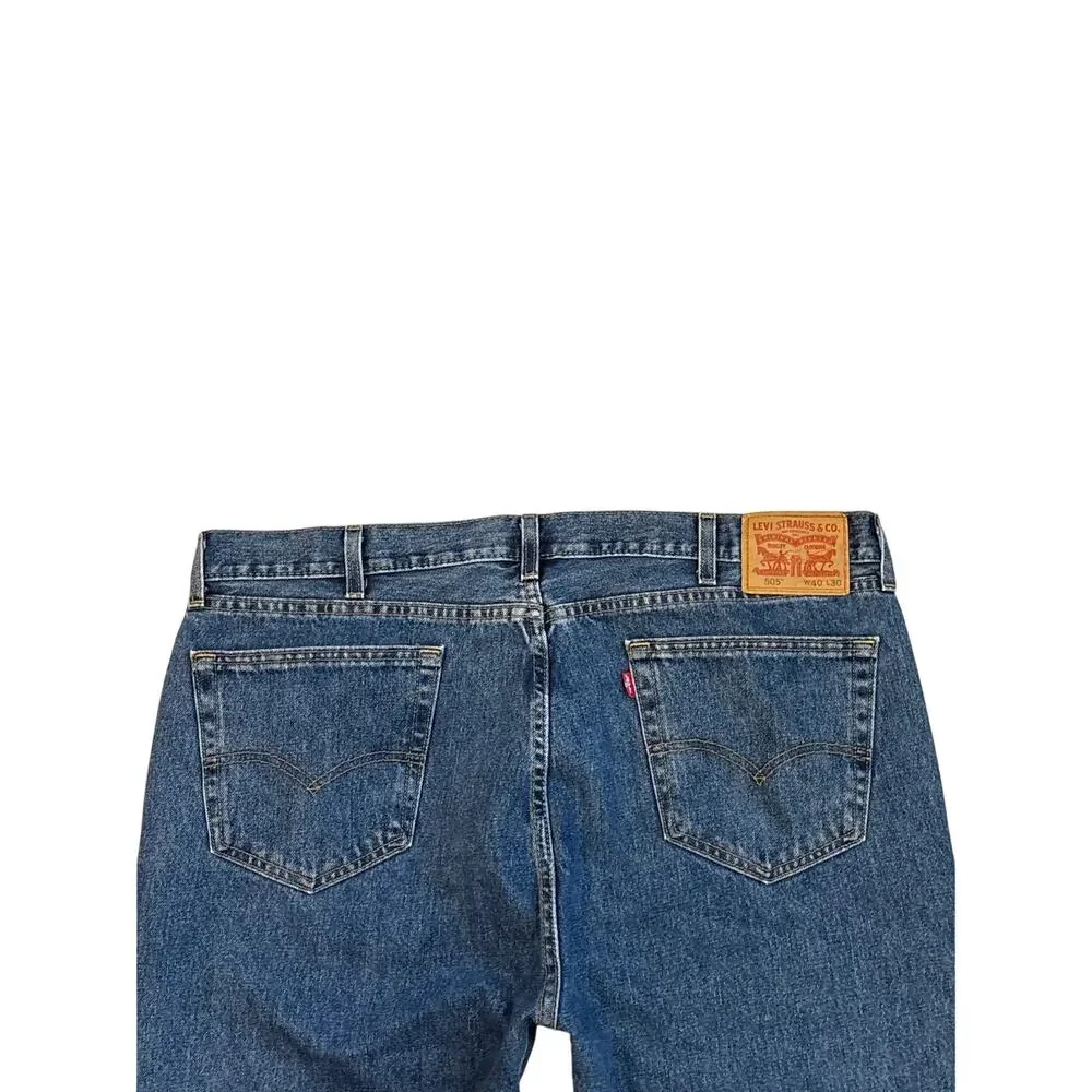 Levis 505 Jeans Mens Sz 40x30 Blue Regular Fit Straight Leg 100% Cotton Classic